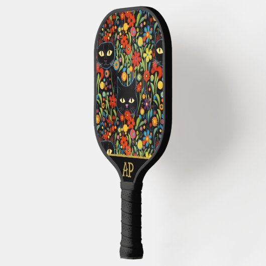 *~* AP68 Floral Whimsical Quirky Cat FOTO 2 Pickleball Paddle (Links)