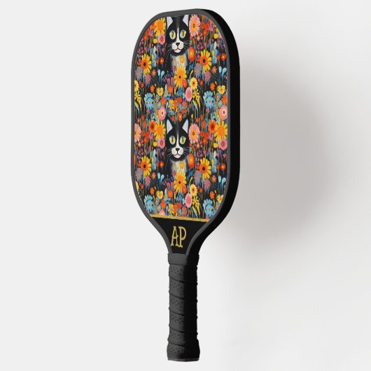 *~* AP68 Floral Whimsical Quirky Cat FOTO 7 Pickleball Paddle (Links)
