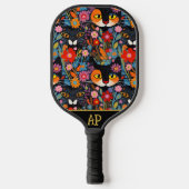 *~* AP68 Floral Whimsical Quirky Cat FOTO 8 Pickleball Paddle (Voorkant)