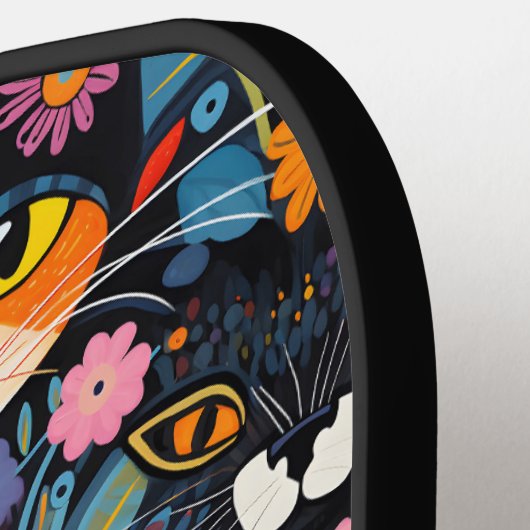 *~* AP68 Floral Whimsical Quirky Cat FOTO 8 Pickleball Paddle (Links Detail)