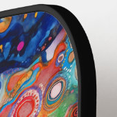 *~* AP68 grillige eigenzinnige kat Vibrant kleurri Pickleball Paddle (Links Detail)