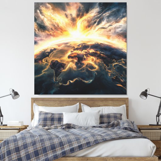*~* AP70 Aarde Wereld Kosmische Eenheid Goed Canvas Afdruk (Insitu (Slaapkamer))