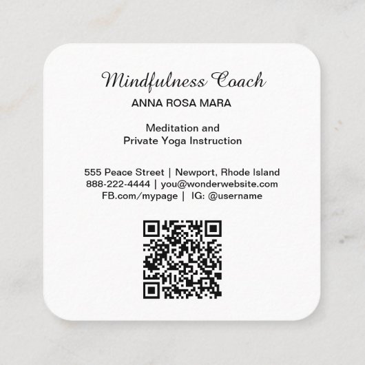 *~* AP70 Ethereal Crescent Moon Flowers QR Floral Vierkante Visitekaartje (Achterkant)