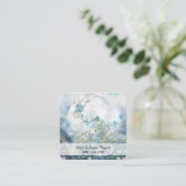 *~* AP70 Etherische Pastel Maan Bloemen QR Bloemen Vierkante Visitekaartje (Staand voorkant)