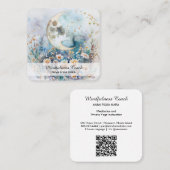 *~* AP70 Etherische Volle Maan Bloemen QR Bloemen Vierkante Visitekaartje (Voorkant / Achterkant)