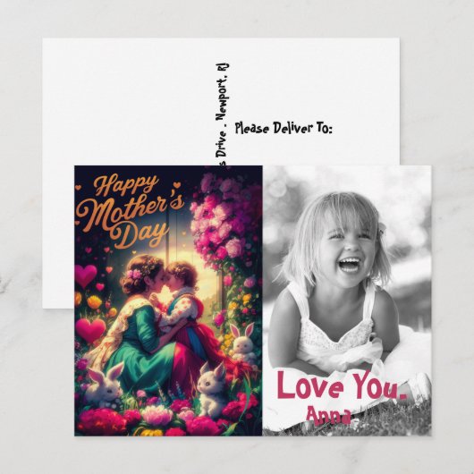 *~* AP72 .  Flowers Love Moederdag Foto Feestdagenkaart (Voorkant / Achterkant)