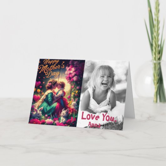 *~* AP72 Foto Moederdag Gevouwen Wenskaart Bedankkaart (Voorkant)
