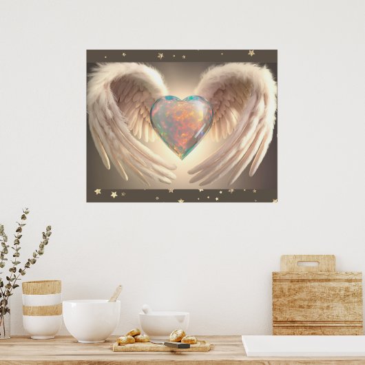 **~* AP78 Hart Engel Vleugels Veer Opal Poster (Keuken)