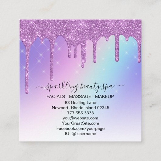 *~* AP7 PASTEL regenboogschijven Paars Vierkante Visitekaartje (Achterkant)