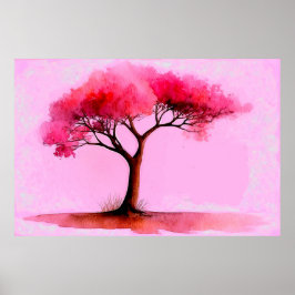 *~* AP81 Moderne Artistieke Etherische Roze Boom Poster