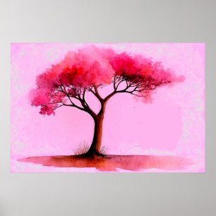 *~* AP81 Moderne Artistieke Etherische Roze Boom Poster