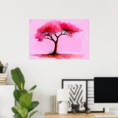 *~* AP81 Moderne Artistieke Etherische Roze Boom Poster (Thuiskantoor)