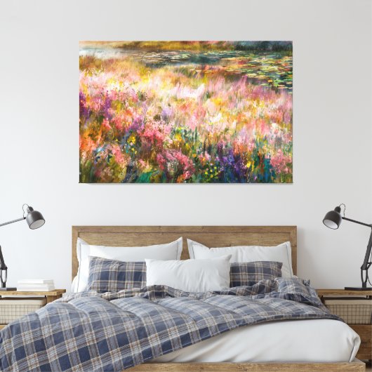 *~* AP84 Etherisch schilderen Bloemen Vijver Lelie Canvas Afdruk (Insitu (Slaapkamer))