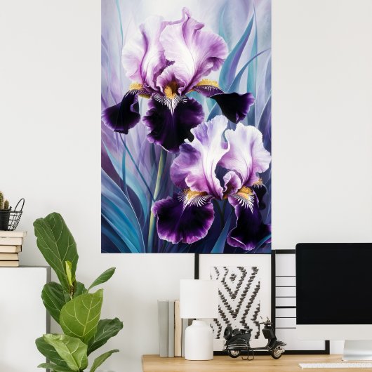 *~* AP84 Paarse Iris Irissen Wall Art Poster (Thuiskantoor)