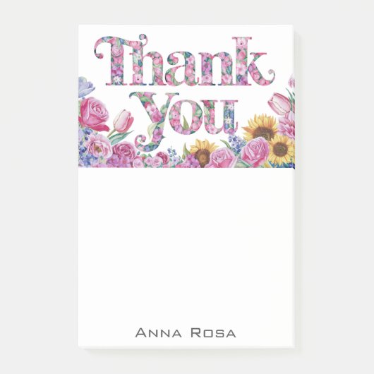 *~* AP85 Bloemen Dank u Dankbaarheid + Manifestere Post-it® Notes (Voorkant)
