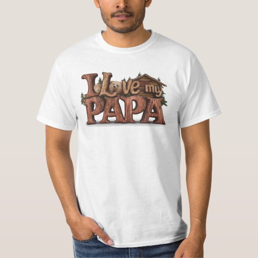 *~* AP86 IK HOU VAN MIJN PAPA Vaderdag Rustic T-shirt (Voorkant)