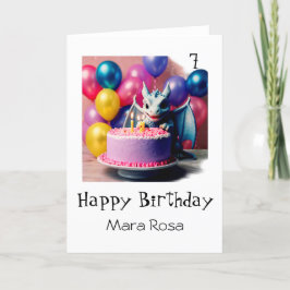 *~* AP88 AGE Baby Tiny Dragon Cake Verjaardag Kaar Bedankkaart