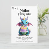 *~* AP88 Baby Dragon Photo Cake Verjaardagsfeest Kaart (Staand voorkant)