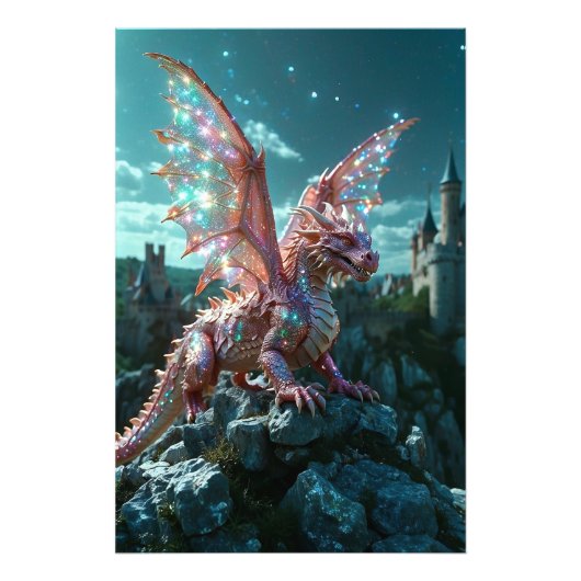 *~* AP88 Castle Fantasy Dragon Wall Artwork 17 Foto Afdruk (Voorkant)
