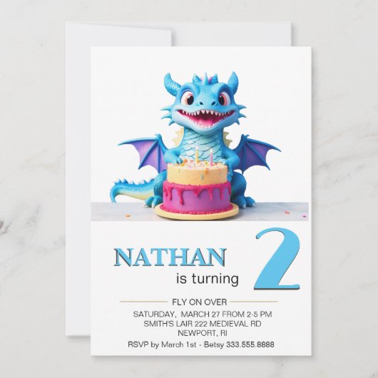 *~* AP88 Dragon Baby Foto leeftijd 2 Verjaardagsfe Kaart (Voorkant)