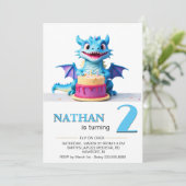 *~* AP88 Dragon Baby Foto leeftijd 2 Verjaardagsfe Kaart (Staand voorkant)