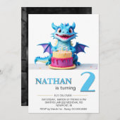 *~* AP88 Dragon Baby Foto leeftijd 2 Verjaardagsfe Kaart (Voorkant / Achterkant)