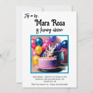 *~* AP88 FOTO Schattigee Baby Dragon Verjaardagsfe Kaart