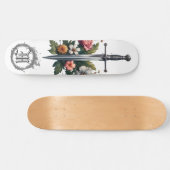 *~* AP88 Middeleeuws Zwaard Bloemen Bloemen Vuur Persoonlijk Skateboard (Horizontaal)