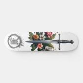 *~* AP88 Middeleeuws Zwaard Bloemen Bloemen Vuur Persoonlijk Skateboard (Horizontaal)