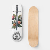*~* AP88 Middeleeuws Zwaard Bloemen Bloemen Vuur Persoonlijk Skateboard (Voorkant)