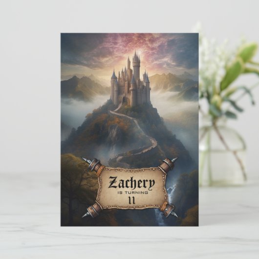 *~* AP88 Mountain Castle Medieval Fantasy Verjaard Kaart (Staand voorkant)