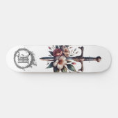 *~* AP88 Vuur Middeleeuws Zwaard Bloemen Bloemen Persoonlijk Skateboard (Horizontaal)