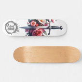 *~* AP88 Vuur Middeleeuws Zwaard Bloemen Bloemen Persoonlijk Skateboard (Horizontaal)