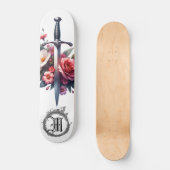 *~* AP88 Vuur Middeleeuws Zwaard Bloemen Bloemen Persoonlijk Skateboard (Voorkant)