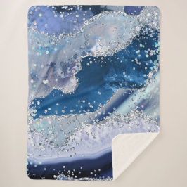 *~* AP8 Blue Agate Holo GLITTER Hemelse Oceaan Sherpa Deken