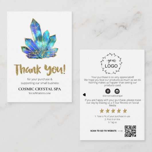 *~* AP8 KOSMISCHE KRISTAL Review DANK U LOGO QR Informatiekaartje (Voorkant / Achterkant)