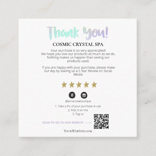 *~* AP8 QR DANK U Gold Star Review behuizing Informatiekaartje (Voorkant)