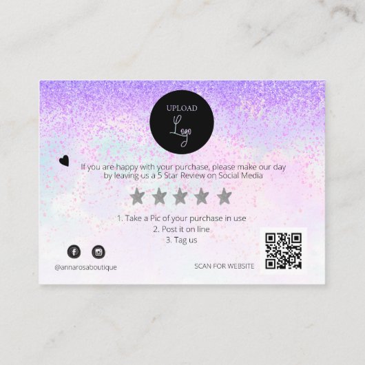 *~* AP8 QR Korting DANK U - LOGO Review Informatiekaartje (Achterkant)