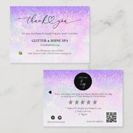 *~* AP8 QR Korting DANK U - LOGO Review Informatiekaartje (Voorkant / Achterkant)