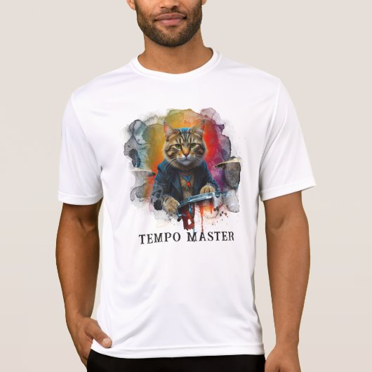 *~* AP91 Cool Cat DRUM Player Percussionist T-shirt (Voorkant)