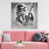 *~ AP91 Grijze slagwerker Cool Cat DRUMMER Canvas Afdruk (Insitu (Woonkamer))