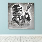 *~ AP91 Grijze slagwerker Cool Cat DRUMMER Canvas Afdruk (Insitu (Houten vloer))