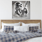 *~ AP91 Grijze slagwerker Cool Cat DRUMMER Canvas Afdruk (Insitu (Slaapkamer))