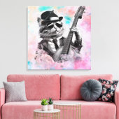 *~ AP91 Roze Blauw Percussionist Cool Cat DRUMMER Canvas Afdruk (Insitu (Woonkamer))