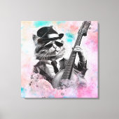 *~ AP91 Roze Blauw Percussionist Cool Cat DRUMMER Canvas Afdruk (Voorkant)