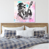 *~ AP91 Roze Blauw Percussionist Cool Cat DRUMMER Canvas Afdruk (Insitu (Slaapkamer))