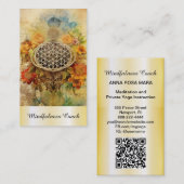 *~* AP92 Yoga QR Gold Flower of Life Reiki Sacred Visitekaartje (Voorkant / Achterkant)