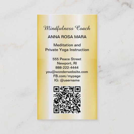 *~* AP92 Yoga QR Gold Flower of Life Reiki Sacred Visitekaartje (Achterkant)