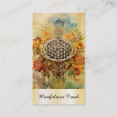*~* AP92 Yoga QR Gold Flower of Life Reiki Sacred Visitekaartje (Voorkant)