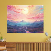 ** AP93 Dreamscape Sunset Mountains Landschap Canvas Afdruk (Insitu (Woonkamer))